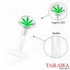Piercing labret bioflex logo feuille de cannabis- Tarawa piercing