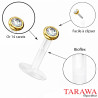 Piercing labret or jaune 14 carats cristal 2mm - Tarawa.com