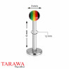 Piercing labret bille Rasta vert jaune rouge - Tarawa.com