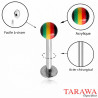 Piercing labret bille Rasta vert jaune rouge - Tarawa.com