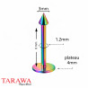 Piercing labret titane anodisé essence pointe spike  3 mm - Tarawa piercing