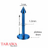 Piercing labret titane anodisé bleu pointe spike  3 mm - Tarawa piercing