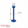 Piercing labret titane bleu Bille cristal