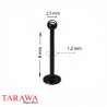 Piercing labret titane noir Bille cristal