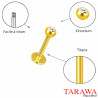Piercing labret titane doré Bille cristal