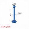 Piercing labret classique titane bleu bille 3 mm - Tarawa.com