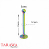 Piercing labret classique titane arc en ciel bille 3 mm - Tarawa.com