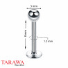 Piercing labret classique titane bille 3 mm - Tarawa.com