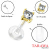 Piercing Labret Or Cristal blanc Bioflex 2mm - Tarawa.com