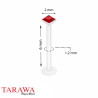 piercing labret bioflex cristal rouge carré - Tarawa.com