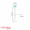piercing labret bioflex cristal turquoise carré - Tarawa.com