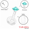 piercing labret bioflex cristal turquoise carré - Tarawa.com