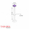 piercing labret bioflex cristal violet carré - Tarawa.com
