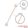 Piercing industriel or rose avec strass zirconium