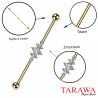 Piercing industriel en titane doré avec cristaux taille marquise