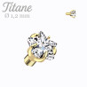 Bille microdermale dorée en titane avec étoile zirconium – 1,2 mm