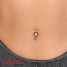 Piercing nombril en titane argenté avec zirconium blanc ou irisé – Brillance et élégance intemporelle