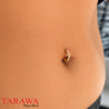 Piercing nombril en titane doré avec zirconiums
