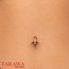 Piercing nombril en titane doré avec zirconiums