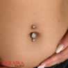 Piercing nombril titane avec zircon poire et pendant scintillant