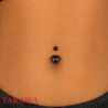 Piercing Nombril Titane Noir – Cœur Zirconium Effet Vitrail pour un Look Envoûtant