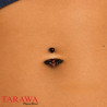 Piercing de Nombril Chauve-Souris en Titane Noir avec Zirconiums Rouges