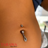 Piercing nombril acier chirurgical avec pendentif goutte et infini scintillant