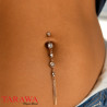 Piercing nombril en or rose avec barre en acier chirurgical et pendentif fantaisie