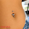Piercing nombril en titane avec cristaux suspendus
