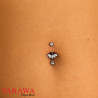 Piercing nombril en titane avec cristaux suspendus