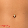 Piercing nombril en titane doré avec pavé de cristaux