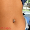 Piercing nombril en titane doré avec pavé de cristaux