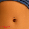 Piercing nombril titane noir cristal rouge en forme de goutte d'eau