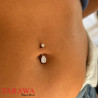 Piercing nombril titane doré avec cristal en forme de goutte d'eau