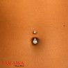 Piercing nombril titane doré avec cristal en forme de goutte d'eau