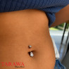 Piercing nombril en titane avec cristaux en forme de goutte d'eau