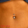 Piercing nombril en titane avec cristaux en forme de goutte d'eau