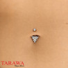 Piercing nombril en titane doré avec pendentif fleur et cristaux