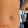 Piercing nombril en titane avec pendentif fleur et cristaux