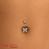 Piercing nombril en titane avec pendentif papillon et cristaux