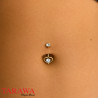 Piercing nombril en titane doré avec pendentif cœur et cristal