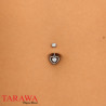 Piercing nombril en titane avec pendentif cœur et cristal