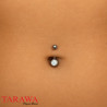 Piercing nombril pierre d'opale en acier chirurgical