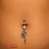 Piercing nombril pendant avec menotte CZ en acier chirurgical