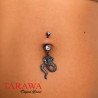 Piercing nombril en acier serpent pendant