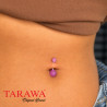 Piercing nombril acier bille phosphorescent