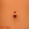 Piercing nombril acier bille acrylique pailleté