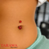 Piercing nombril acier bille acrylique pailleté