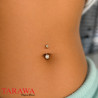 Piercing nombril titane doré CZ 4 et 6mm