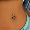 Piercing nombril titane or rose CZ 4 et 6mm